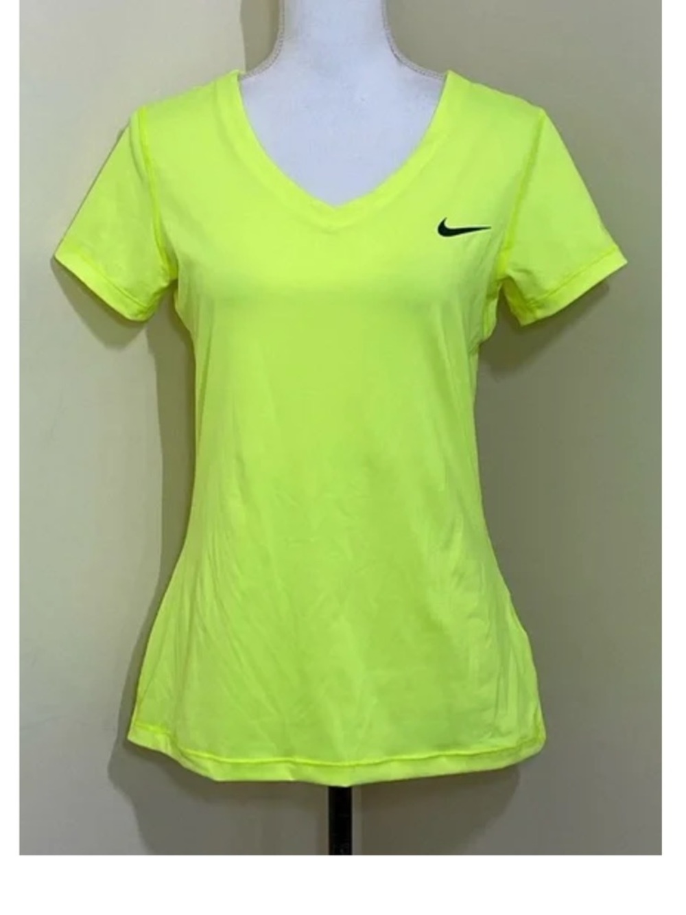 Nike Neon Yellow V-Neck Short Sleeve Tee